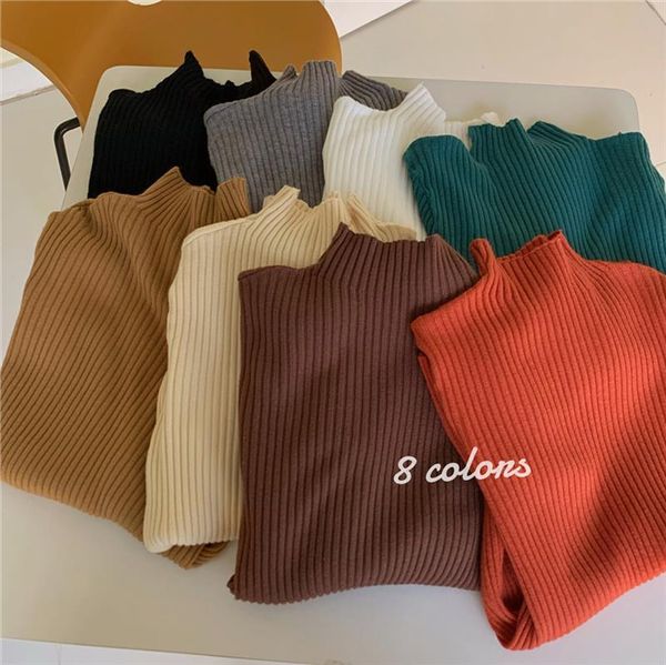 

autumn winter women knitted sweaters half turtleneck full sleeve simple base pullovers female soft solid sweater top, White;black