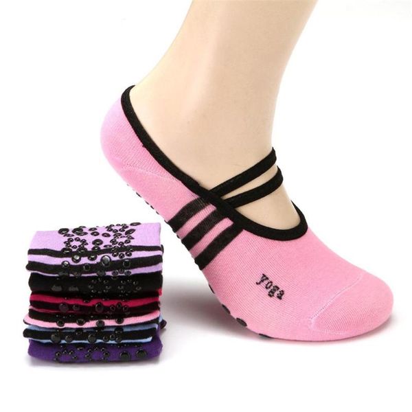 

sports socks women bandage yoga anti-slip quick-dry damping pilates ballet good grip for men&women cotton, Black