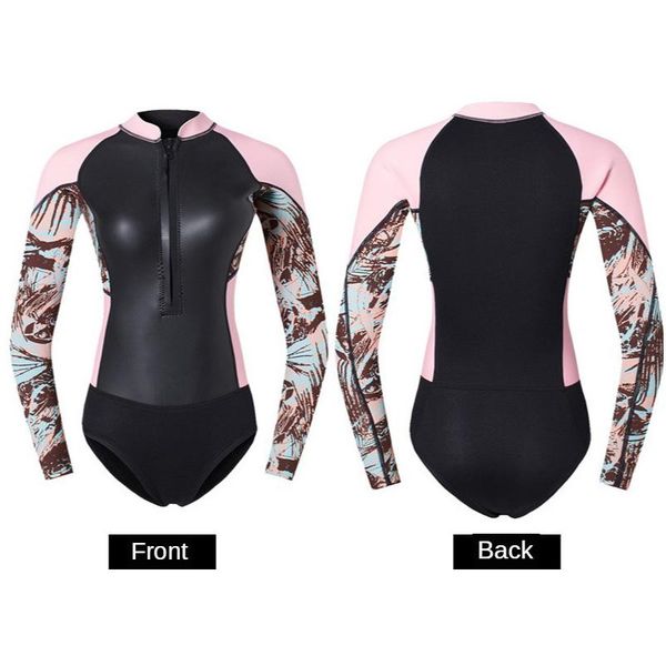 

2mm fashion women's long sleeve wetsuit jacket one piece swimsuit surf snorkeling deep diving warm jellyfish suit swim wear