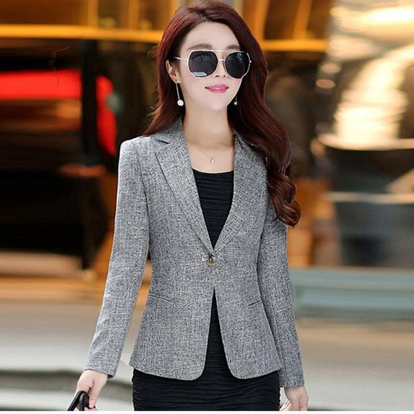

women's suits & blazers plus size 4xl women blazer one button work wear female fashion temperament casual blue suit jacket 2021 spring, White;black