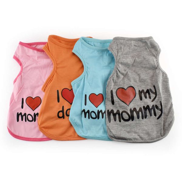 

dog apparel pet cat and dog clothes i love mommy, daddy vest summer wear