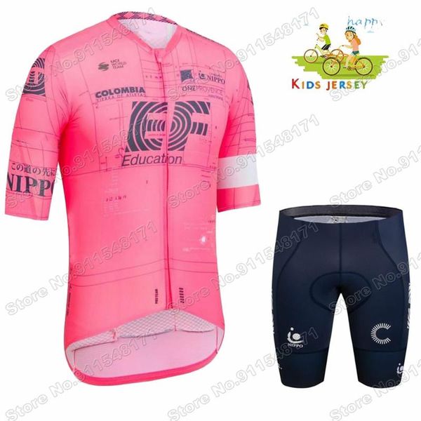 

racing sets kids pink ef team 2021 cycling jersey set julian alaphilippe boys girls clothing children bike suit ropa maillot, Black;blue