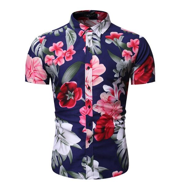 

men's t-shirts jaycosin summer shirts cotton men hawaiian shirt casual male slim printed short sleeve hawaii beach turn-down collar, White;black