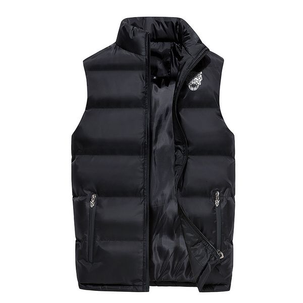 

men's leather & faux winter vest jacket men fashion warm quilted up sleeveless cotton padded coats plus size m-6xl 5w3j, Black