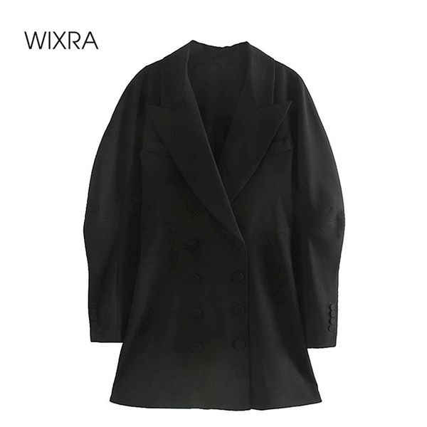 

wixra womens office lady blazer dress long sleeve turn down collar puff sleeve high street short clothing autumn spring 210419, Black;gray