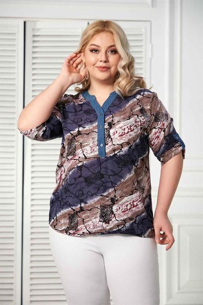 

women's blouses & shirts rmg sleeve detail big size viscose navy blue blouse, White