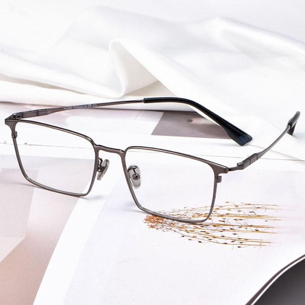 Moda güneş gözlüğü çerçeveleri Hervi optik gözlükler çerçeve erkekler ultralight saf titanyum iş karesi büyük reçete