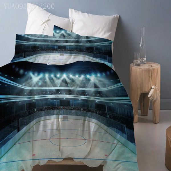 

bedding sets sports boys race set ice rink printed duvet cover with pillow covers soft cozy home textiles  size 2/3 pcs