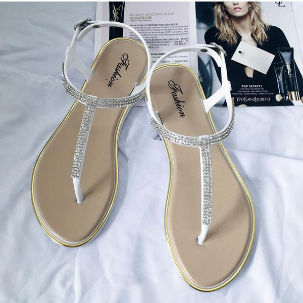 

women sandals beach summer woman bling clip t-tied flat female casual shoes women's buckle ladies comfortable footwear, Black