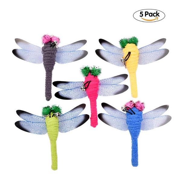 

cat toys 5 pack dragonfly replacement head of cattle and other small pet teaser feathers colorful drop
