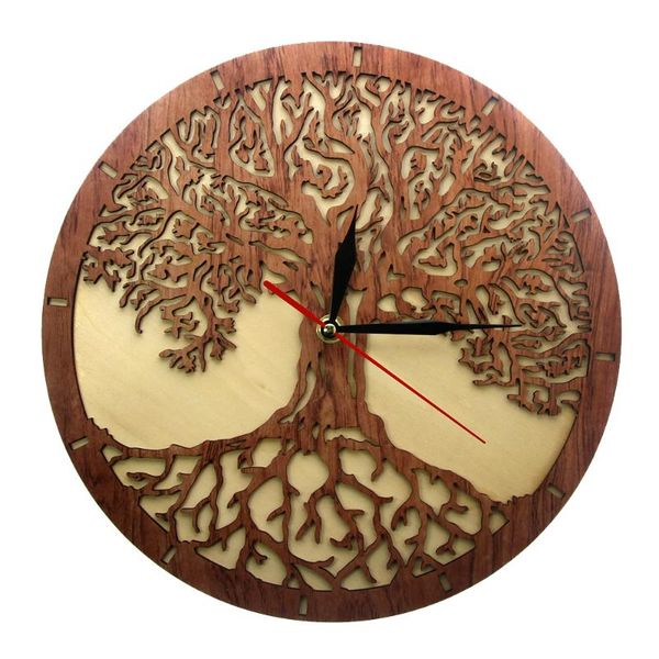 

yooap tree of life wooden wall clock sacred geometry magic home decor silent sweep kitchen housewarming gift clocks