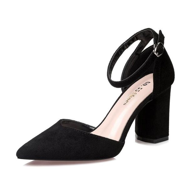 

dress shoes 7.5cm pumps 2021 suede women's pointed toe heel sandals nightclub word work, Black