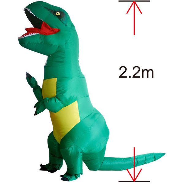 

mascot doll costume 2.2m green dinosaur mascot inflatable costumes suits halloween party game dress outfits advertising halloween xma, Red;yellow