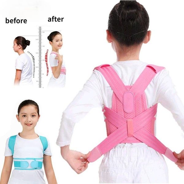 

back support adjustable children kids girl boy posture corrector belt orthopedic corset spine lumbar shoulder braces, Black;blue