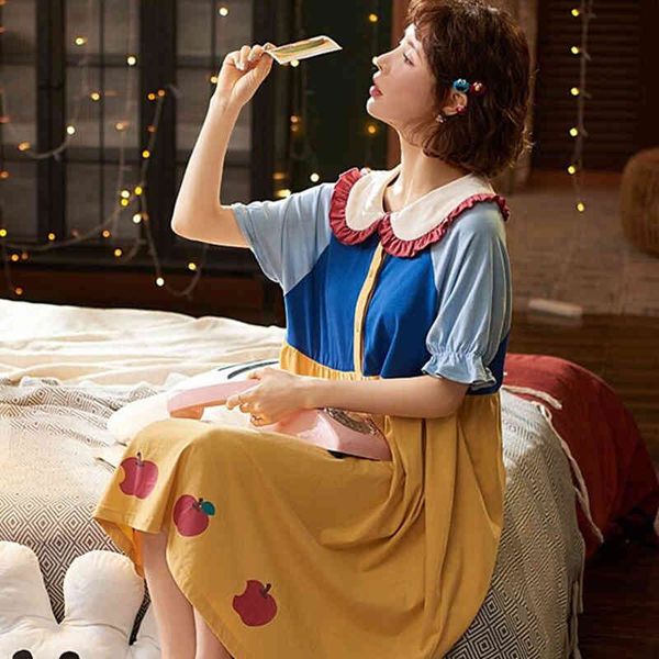 

summer cotton nightdress women nightgown cute loose sweet princess nightdress with hooded bowknot sleepshirts home suit, Black;red