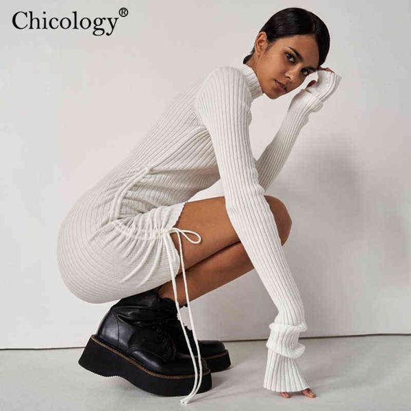 

chicology long sleeve sweater dress mini bodycon outfits women 2020 winter fall elegant fashion clothes party club christma g1223, Black;gray
