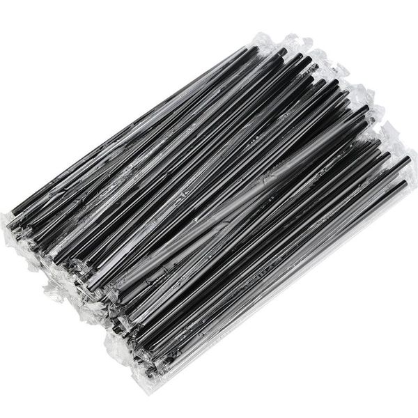 

drinking straws 600pcs 210mm black long flexible wedding party supplies plastic kitchen accessories qw