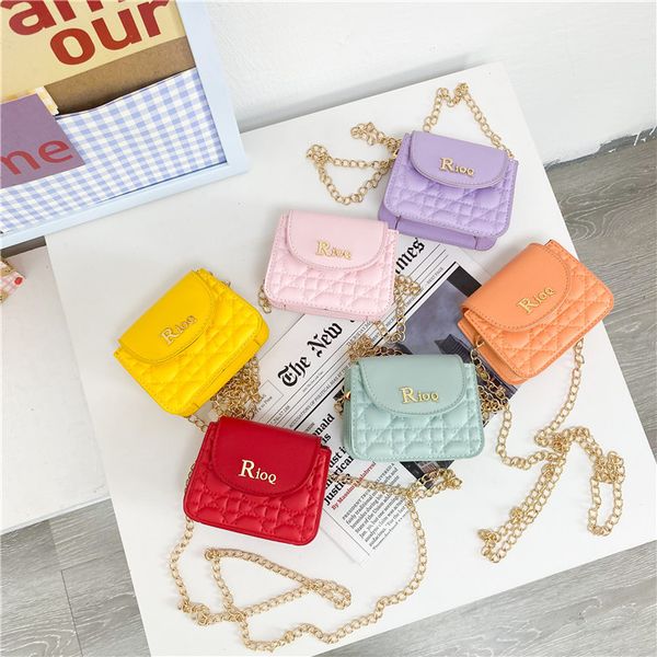 

children purse girls designer small square bag kids letter embroidered pattern chain one shoulder crossbody bags fashion wallet f425, White