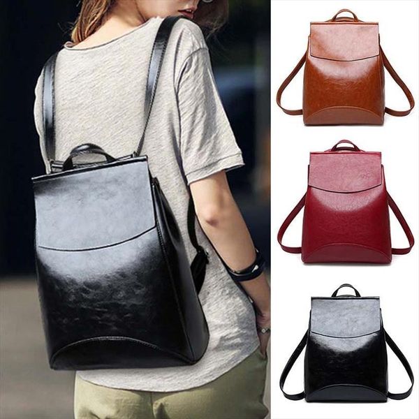 

fashion women backpack youth leather bagpack for teenage girls female school shoulder bag