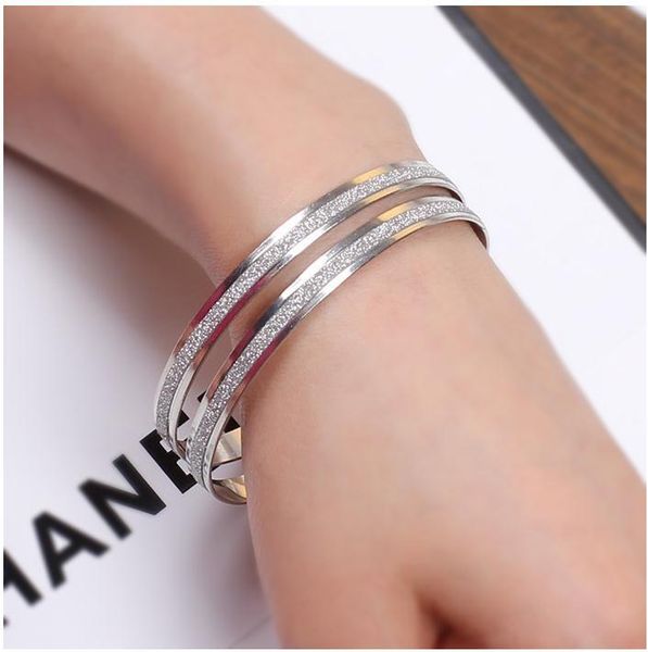 

bangle 2pcs/set fashion double circle matte rose gold bracelets bangles, Black