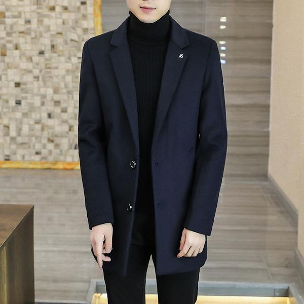 

men's wool & blends 2021 large size autumn and winter pure coat coat., Black