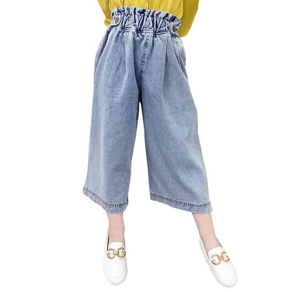 

jeans for girls ruffles girl kids straight children's casual style clothes 6 8 10 12 14, Blue