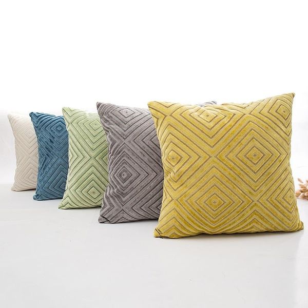 

flocking stripe geometry pillow case modern simple solid color cushion cover home decor living room bedroom cushion/decorative
