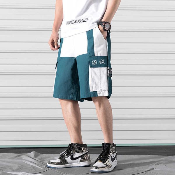 

men's shorts hip hop cargo military streetwear jogger casual pockets cotton patchwork summer sweatpants men joggers m3yz uyh6, White;black