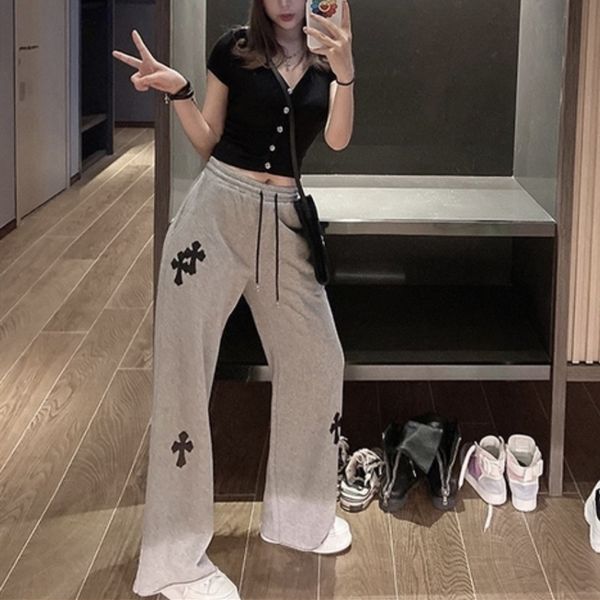 

crosin chh 2021 spring and summer new women's wear juxian high burred cross split leather elastic wide leg leisure sp, White;black