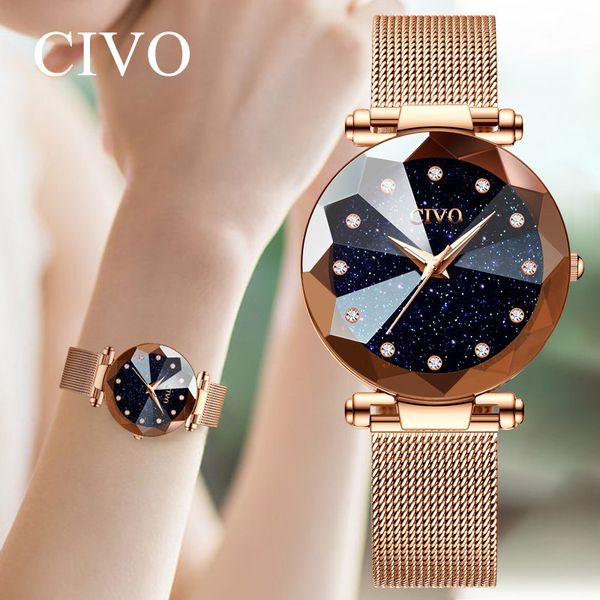 

civo high-end lady elegant temperament versatile quartz watch girl, Slivery;brown