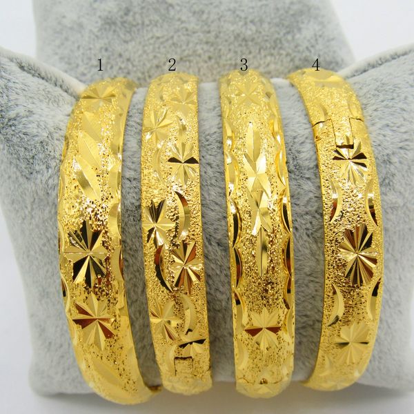 Charm-Armbänder für Damen, klassisch, geschnitztes Armband, 18 Karat Gelbgold gefüllt, modisch, weiblich, Dubai-Schmuck, Durchmesser 6 cm