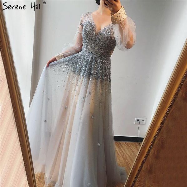 

party dresses real po grey deep-v prom 2021 long sleeves beading sequined a-line gowns serene hill bla70211, White;black