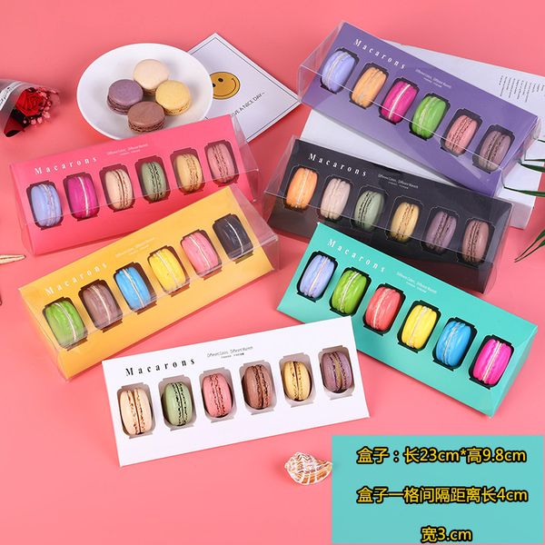 300pcs / lote colorido transparente PVC PVC Caixa de macaron 6 Caixa de biscoito de bolo de lua