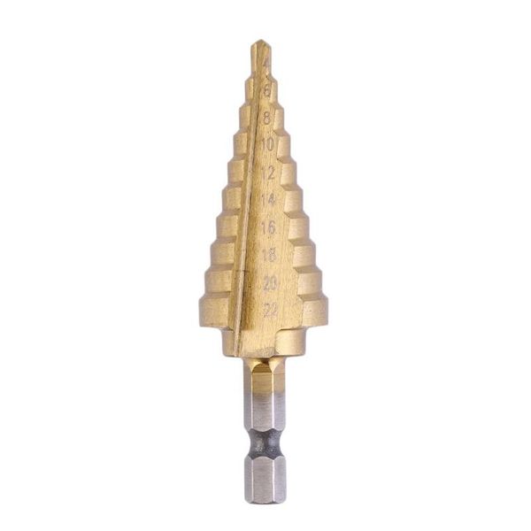 

professional drill bits 2021 durable 4-22mm hex titanium steps cone bit hole groove metal wood cutter