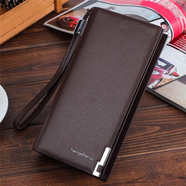 

wallets men long bifold business leather wallet money card holder coin bag purse #d14, Red;black