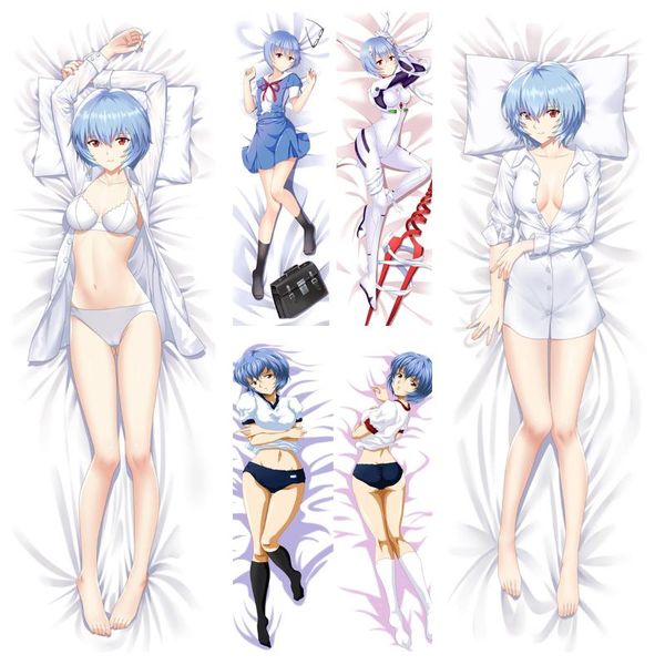 Cuscino Anime giapponese Dakimakura Federa Ayanami Rei Biancheria da letto per la casa Decorare Abbracciare la cassa del corpo Fodera per cuscino personalizzata fai-da-te
