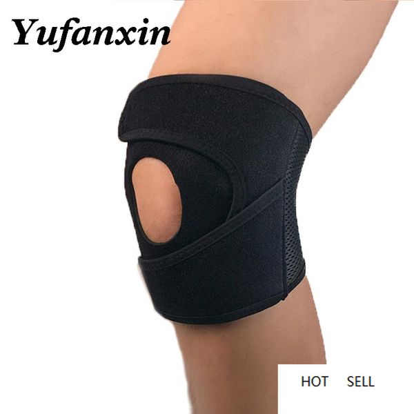 

knee brace support sleeve adjustable open patella stabilizer protector nylon wrap for arthritis meniscus tear running sports, Black;gray