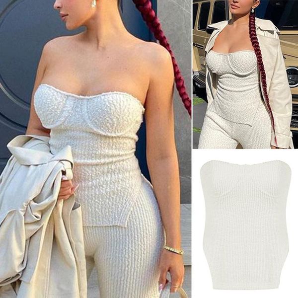 

women's t-shirt european and american slim-fit one-neck tube white