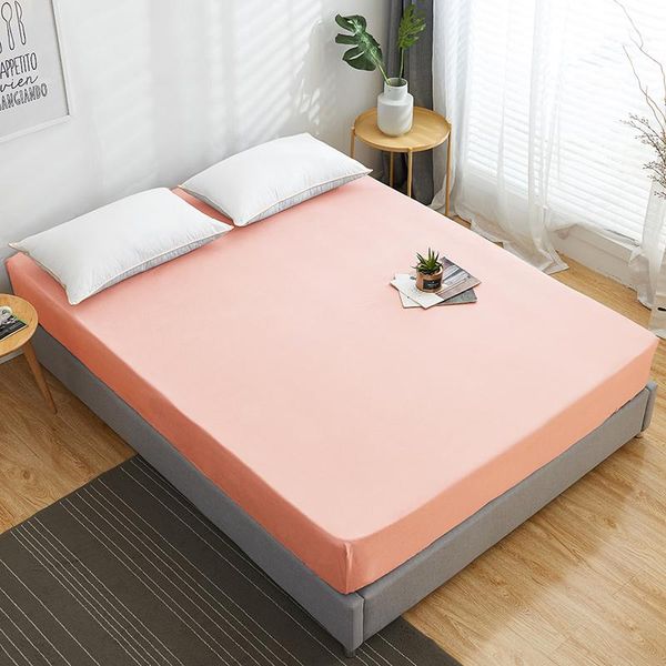 

sheets & sets fitted sheet 100%cotton solid color bed cover four corners with elastic band mattress quality cotton 160x200