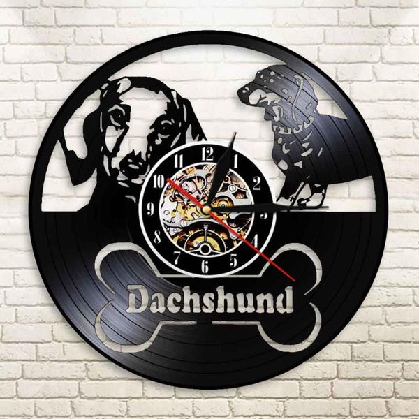 

wall clocks dachshund animal dogs pets companion longplay record clock weiner sausage dog kid room night light puppy lovers gift