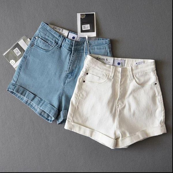 

light denim womens shorts female sporty hight waist casual beach style summer for women drop, White;black