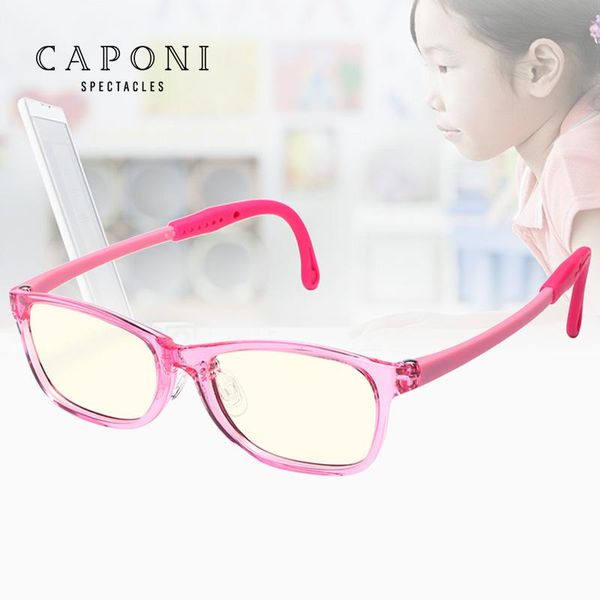 

sunglasses caponi children's glasses light yellow anti blue ray protect kids eyeglasses transparent full frame uv filter df5818, White;black