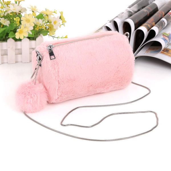 

duffel bags ladies travel women's shoulder bag autumn and winter crossbody chain plush material trend furball packet girl clutch