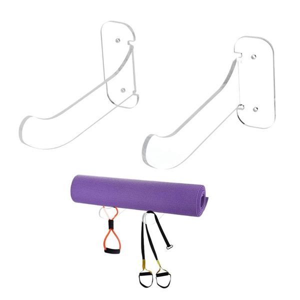 

stage wear acrylic yoga mat wall mount holder exercise foam roller storage rack hanger for mat, fitness, Black;red