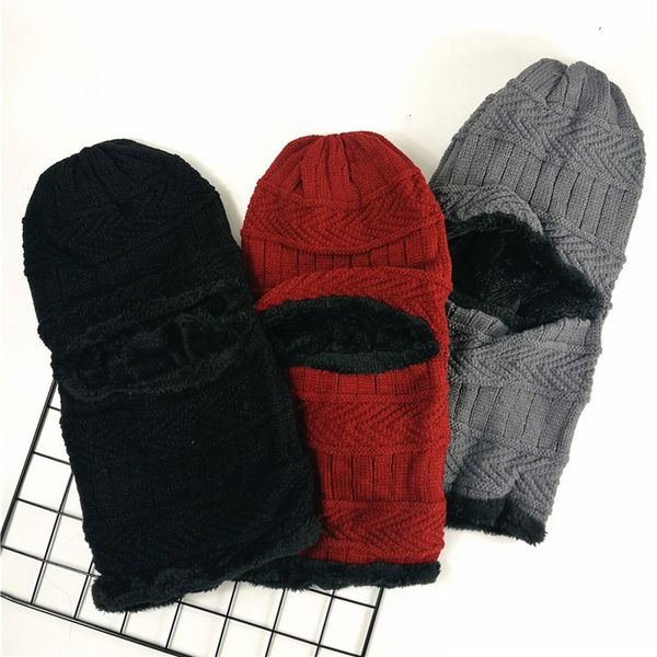 

middle aged and old people's hat, children's winter rabbit hair wool one-piece hat, grandmother's hat, bib, warm mother', Black;white