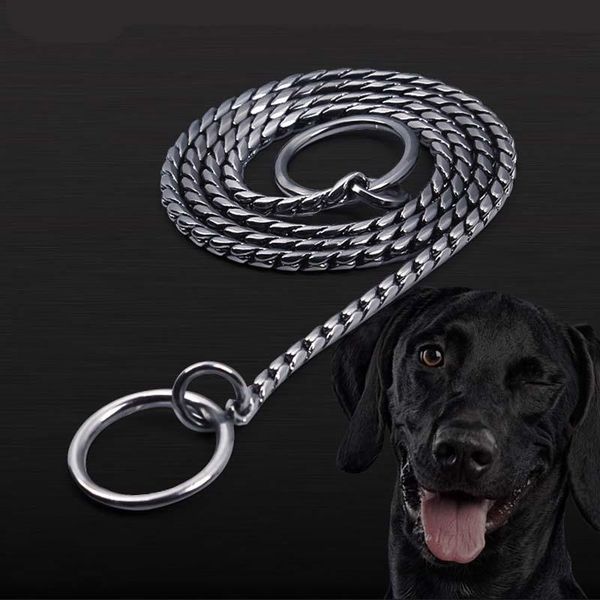 

dog collars & leashes pet p snake chain chrome plated stainless steel for small dogs training choke necklace leash 10a