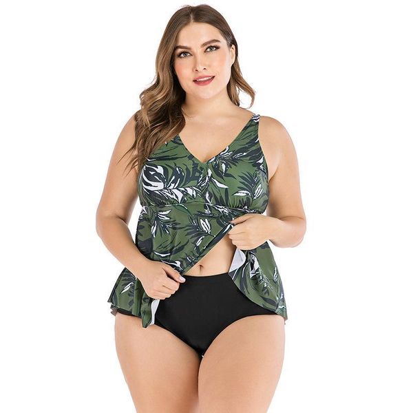 

woman split plus size swimsuit women's bikini set high waist two-piece seaside pool lady one-piece suits