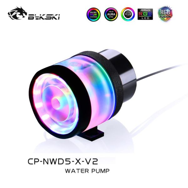 

fans & coolings bykski d5 water pump 1100l/h rgb silent 3.8m head tranperant/pom black quiet cooler parts 5v3pin 4800rpm cp-nwd5-x-v2