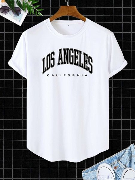 

men letter graphic curved hem tee w5ce#, White;black