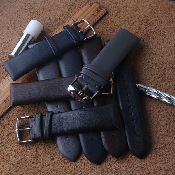 

watch bands genuine leather watchbands bracelet black blue gray brown cowhide strap for women men 20mm 22mm wrist band arrival, Black;brown